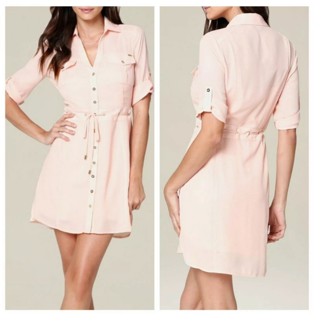 NWT Bebe Blush Pink Button Down Shirt Dress